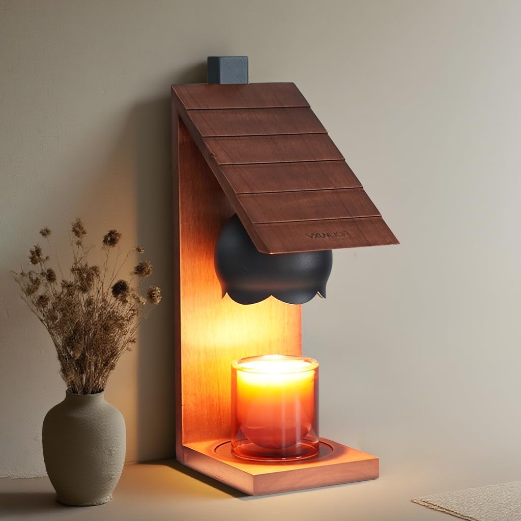 VXUNLIOR Kerzenwärmer-Lampe mit Kristall-Anhänger & Farbwechsel-Basis - Höhenverstellbare LED Duftwachs-Schmelzlampe, Wohnaccessoire & Geschenkidee