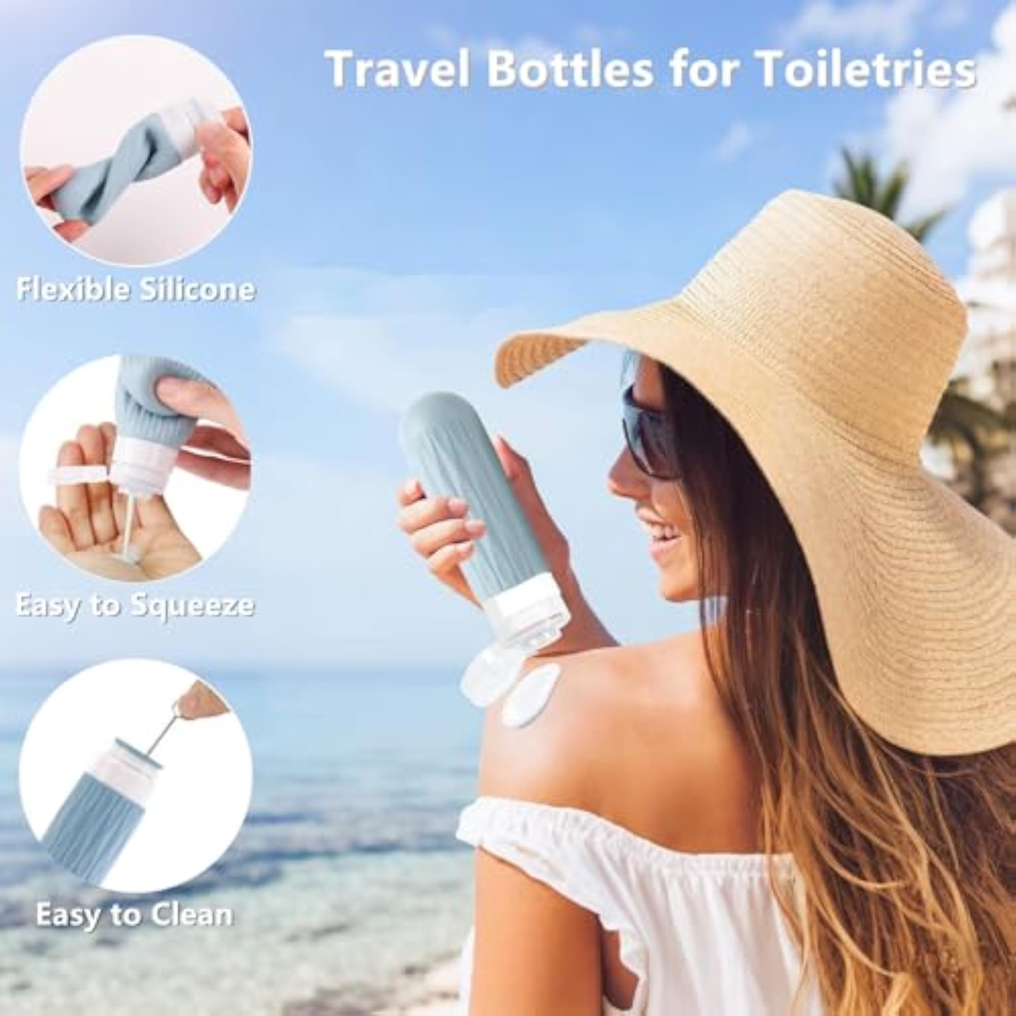 Travel Bottles for Toiletries, TSA Approved Silicone Containers