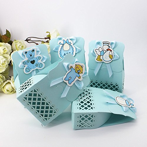 Worldoor 50pcs Cute Baby Shower Event Party Supplies Decoration Boy Paper Baptism Blue