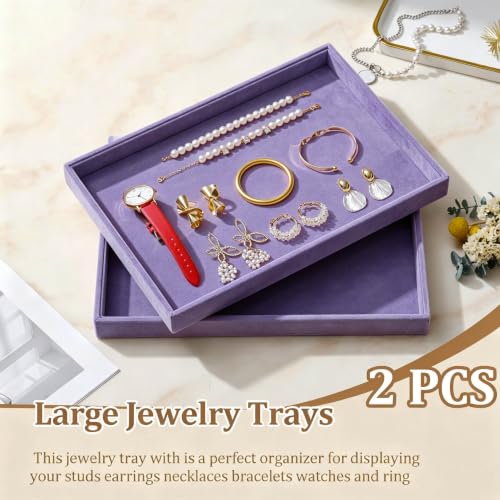 Image of Large Velvet Jewelry Tray Display Drawer Inserts 2 Pack