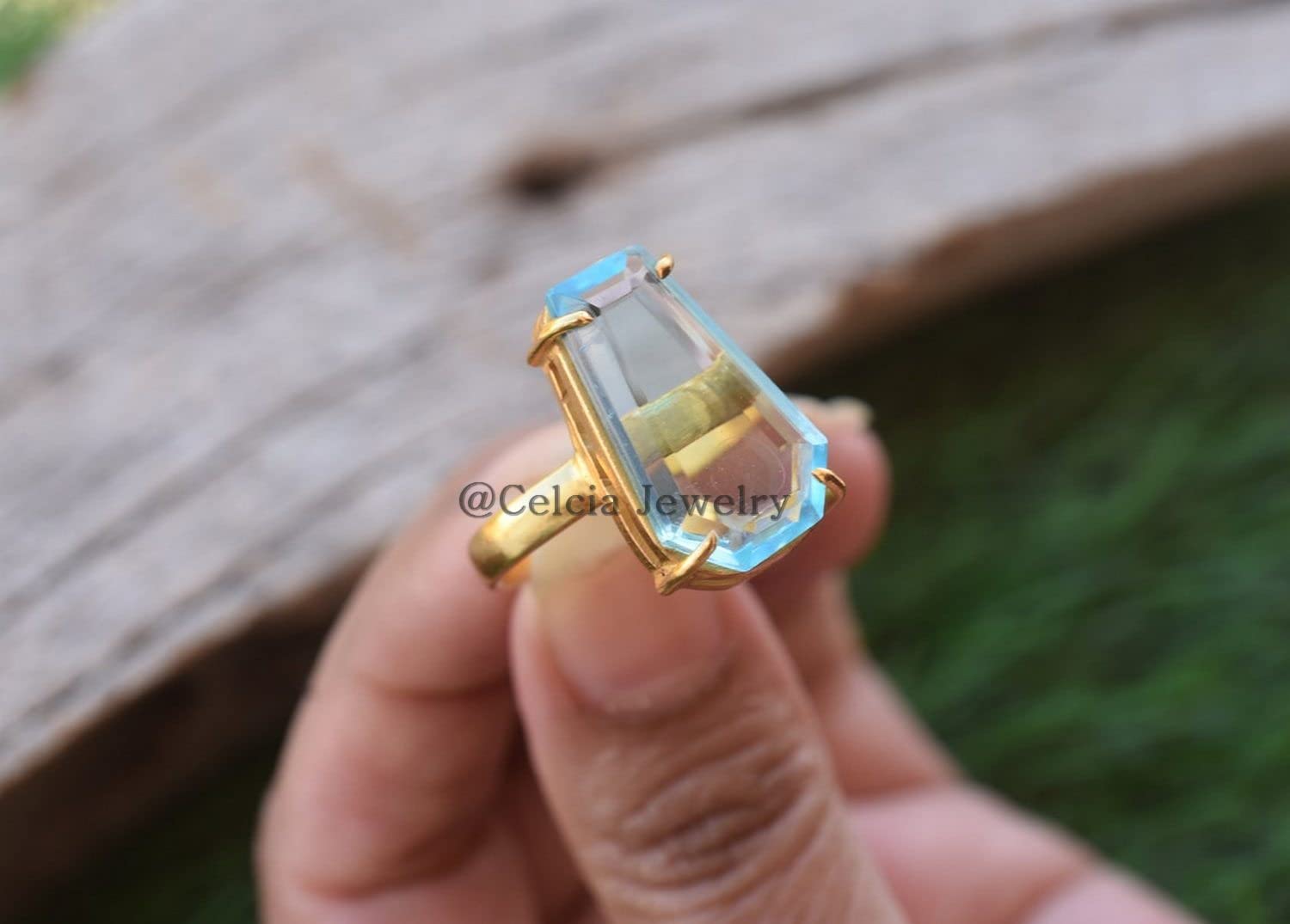 Anillo llamativo con piedras preciosas de topacio, regalos de cumpleaños para hombres y mujeres, regalos de aniversario para papá, mamá, regalos de compromiso para él, ella