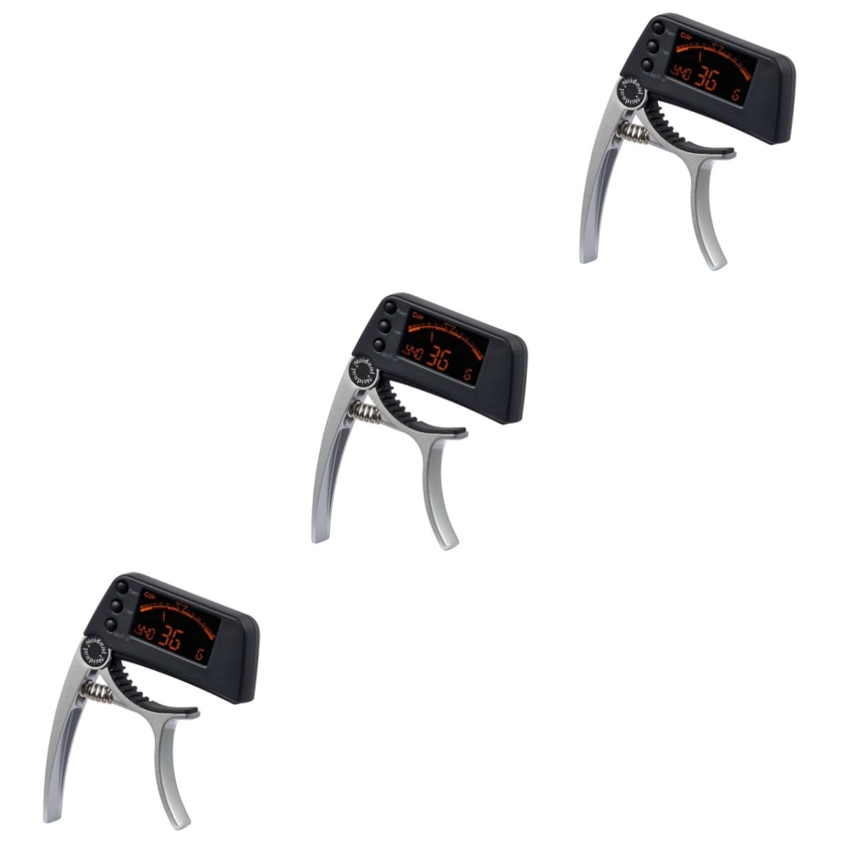 Toyvian 3stücke Elektronischer Clip Gitarrenstimmer Und Kapodaster Hochsensitives Lcd-tuninggerät Für Akustikgitarre Gitarre Ukulele Und Banjo Silber