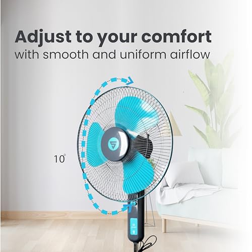 Image of Superfan Visiree P6 400 mm BLDC Pedestal Fan with Remote | 35W Energy Saving High Speed Standing Fan | 75 CMM Airflow | Oscillation, Tilt, Height Adjustment | 5 Year Warranty (Electro Radiance)