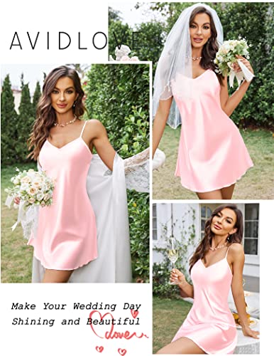 Image of Avidlove Satin Nightgowns for Women Silk Slip Dress Sexy Sleepwear | Adjustable spaghetti straps,elegant V neck,flattering mini lingerie dress,comfortable all day wear
