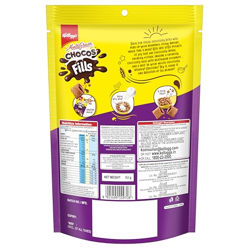 Image of Kellogg's Multigrain Chocos 1.05kg & Choco Fills 153g | Multigrain Energy, More Chocolatey | No-Maida | Power of 5 nutrients Protein, Fibre, Iron, calcium, Vitamins | Kids Breakfast cereal.