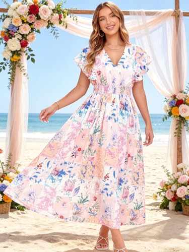 Image of Flessibili Womens Summer Floral Maxi Dress Wedding Guest Party Long Dresses 2026