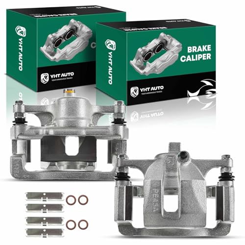 YHTAUTO Rear Side Disc Brake Calipers with Bracket Replacement for Hummer H3 2006-2010, H3T 2009-2010, Rear Driver and Passenger Pair Caliper Assembly Set of 2, Replace# 15111372 15791720