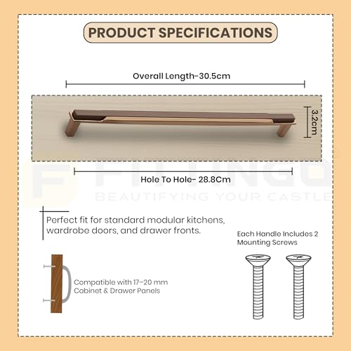 Image of 12 Inch Premium Cabinet Handles Zinc Alloy Material, 1341 G Bronze with G Brown Finish, Durable Drawer Pulls for Kitchen Cabinets, Cupboards, Wardrobes & Furniture Hardware - Pack of 4