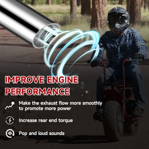 Fvrito PQG-XK-01 Exhaust Pipe Header For Ct200U Coleman Bt200X Ct200U-Ex Kt196 Mini Bike Go Kart Predator 212Cc 224Cc 196Cc Honda 6.5Hp Gx160 Gx200 Clone Engine Baja Warrior Mb200 Performance Parts Silver thumb #1