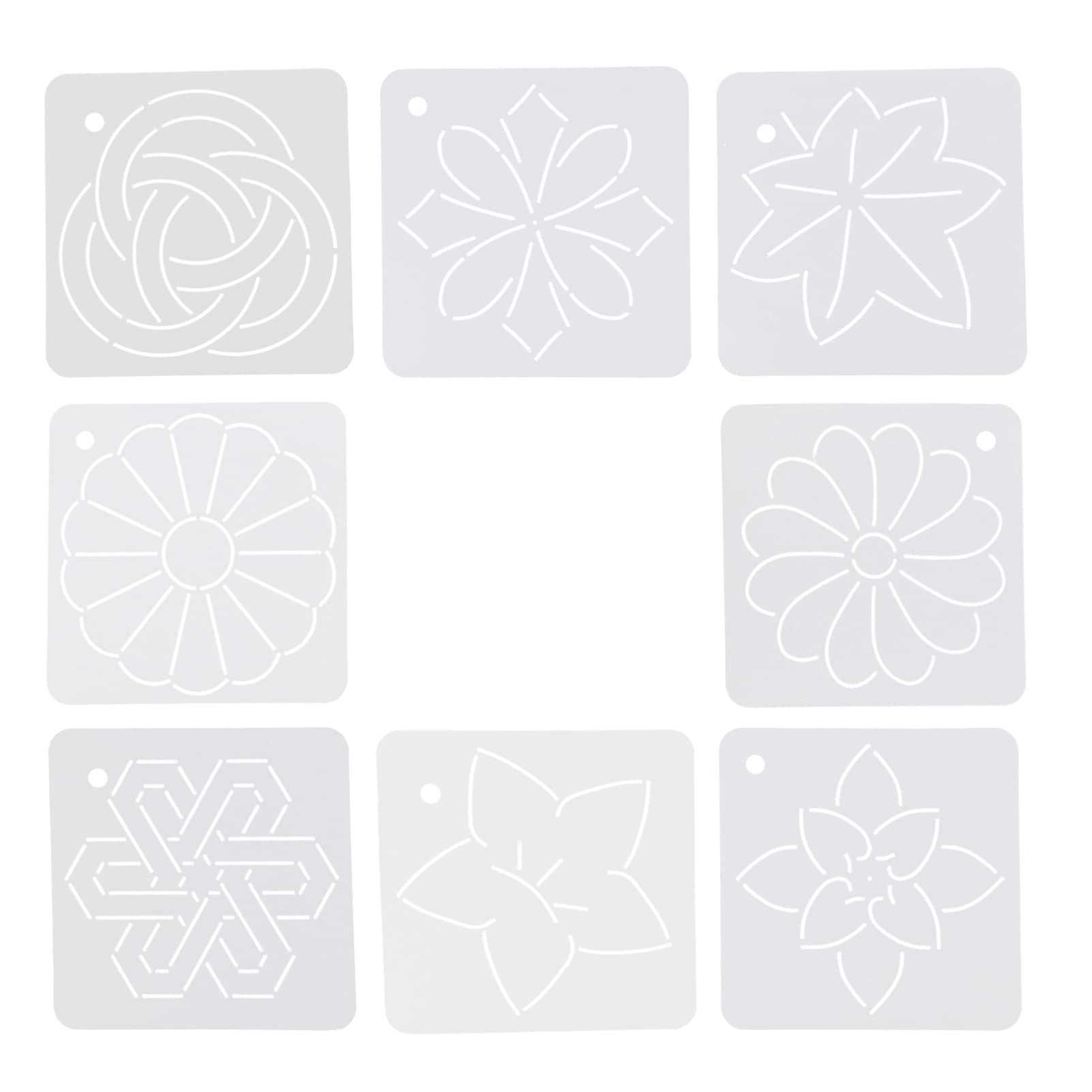 HOODANCOS 8Pcs Quilting Template Flower Line Stencils for Sewing Embroidery Patchwork Easy to Clean for DIY Projects and Craft Designs