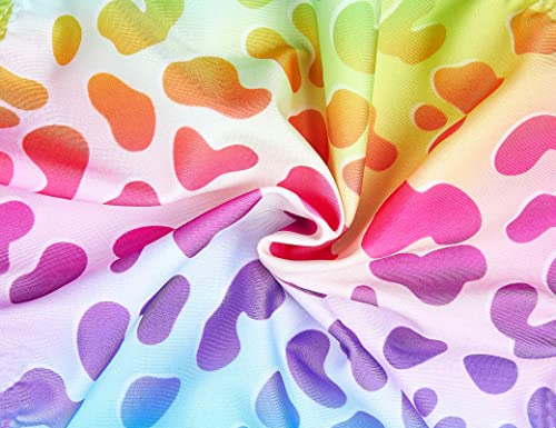 Tenvda Girls Swimsuit Size 6-7 Years Old Rainbow Leopard Printed Bathing Suit Sleeveless Beach Surfing Sport Cut Out One-Piece Swimwear #TOP3