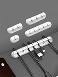 4 Packs Cord Organizer, Cable Clips Cord Holder, Cable Management Power Wire Cord Clips, Cable Labels (7, 5, 3, 2, 1 White)