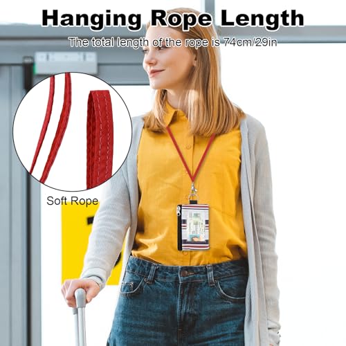 Image of Minimalist RFID Wallet with Lanyard, Multi-functional ID Case with 2 Zipper Pockets and Key Chain for Men and Women, Tactical Badge Pouch Cards Holder, Coin Purse for Travel Sports - Two-Tone
