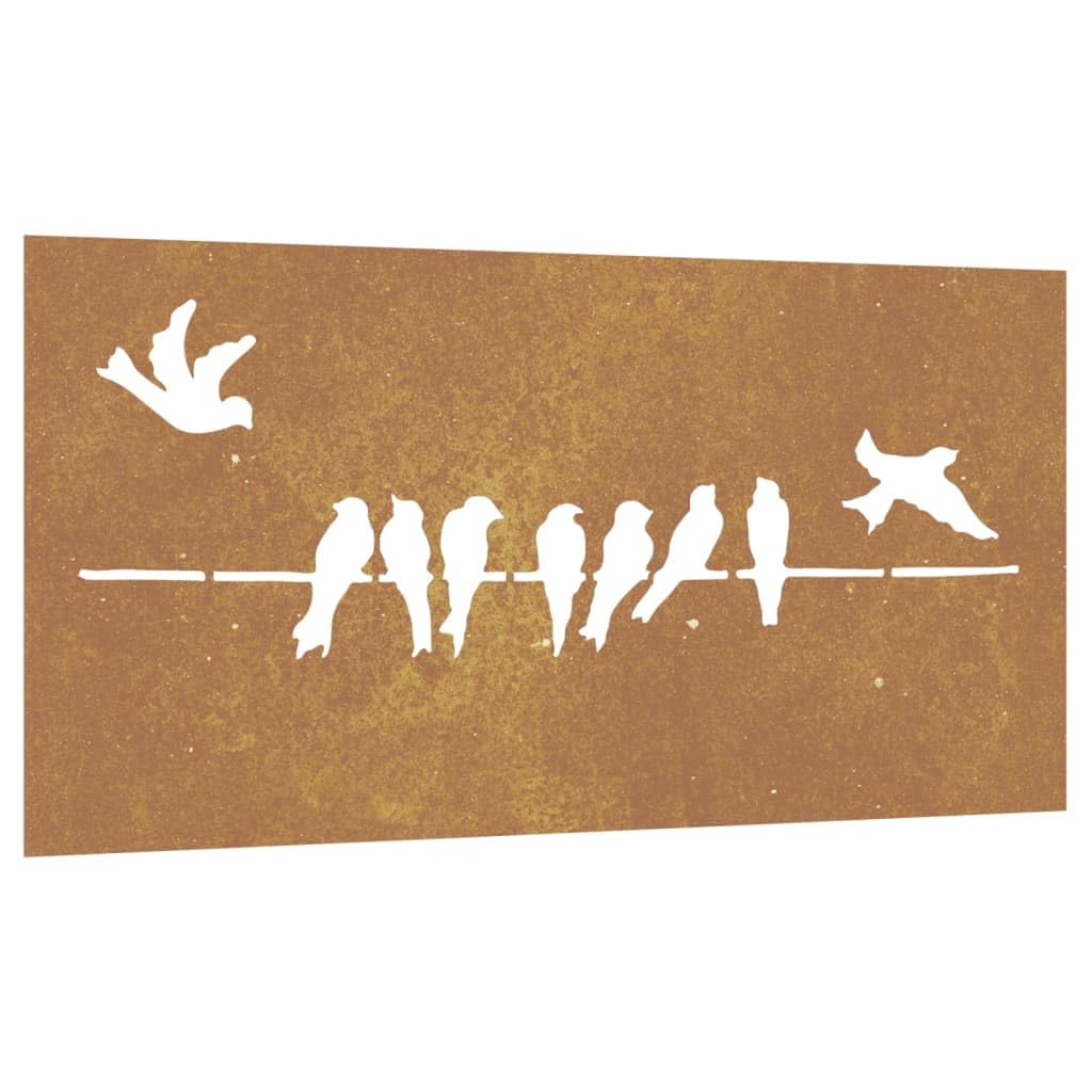 vidaXL Adorno de Pared de jardín Acero corten diseño pájaros 105x55 cm