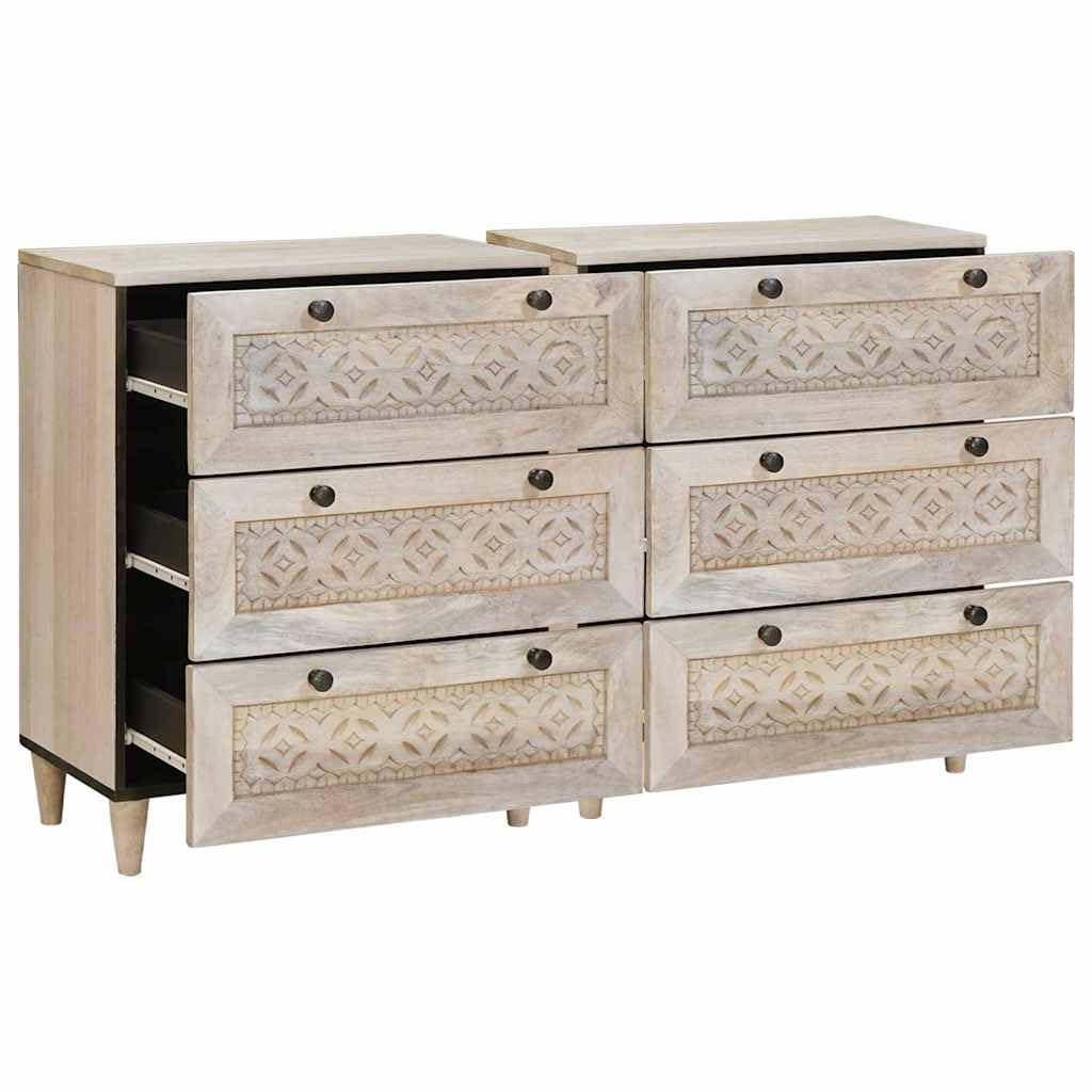 Set di 2 credenze in legno massiccio di mango, 120 x 33 x 75 cm