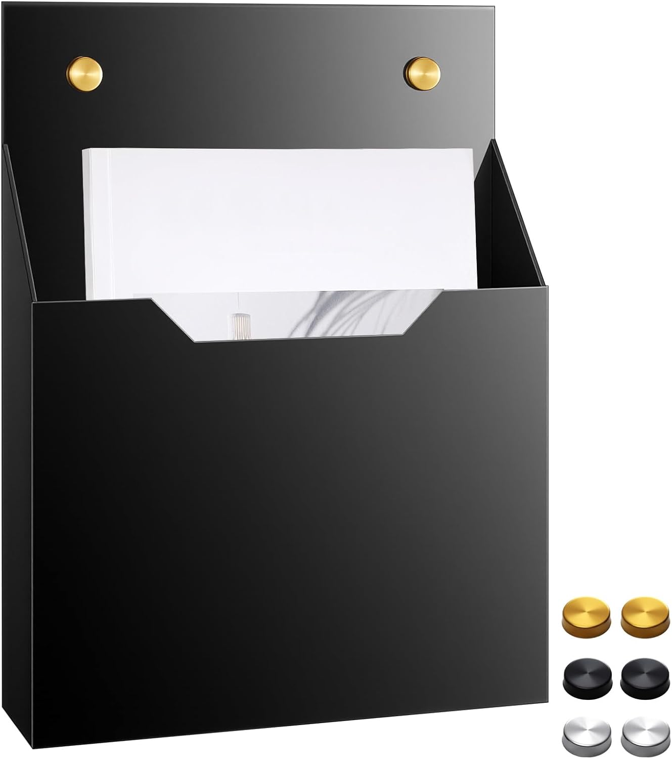 Feifeiya 2Pcs Clear Acrylic File Holder Wall Mount Mail Magazine Organizer File Holders with Screw Wall Office Document Storage Magazine Brochure (12.6"x9.5"x2.4",Widening Vertical,Clear)