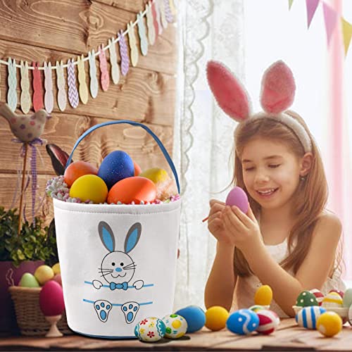 Image of Easter Bunny Baskets for Kids Empty Egg Hunt Bags, Rabbit Buckets with Handle for Carrying Candy Cute Stuffed Easter Festival Gifts