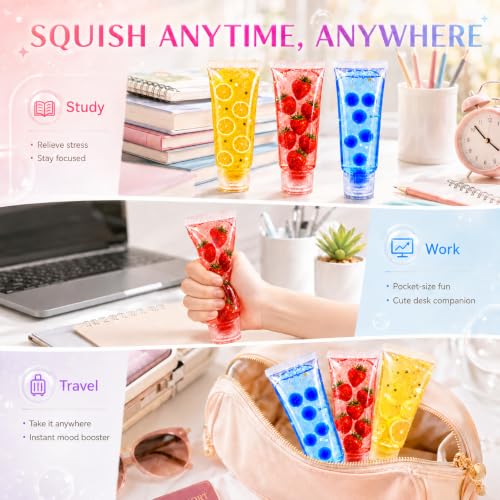 Klysuron 3 Pack Toothpaste Squishy Toys Colorful Jelly Filled Squeeze Tube — view 4