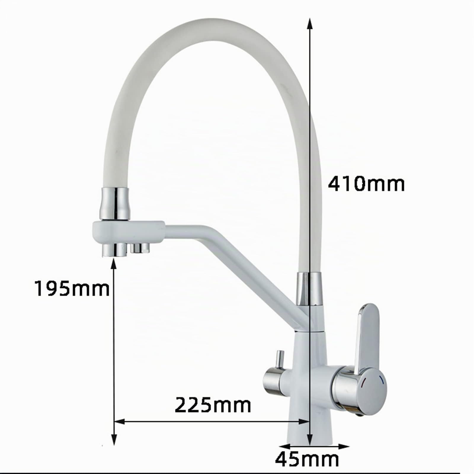 Grifo 3 Vias Osmosis Grifos Cocina Fregadero Extraible Grifo para Osmosis con Caño Flexible 3 en 1 Griferia de Cocina Grifo para Fregadero Blanco