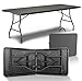 NewHabitat Buffettisch klappbar – Gartentisch klappbar aus Polyrattan I Biertisch wetterfest & faltbar I Stabiler Klapptisch für Garten, Festivals, Camping & Outdoor-Events (Schwarz)
