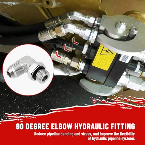 Image of 10 Pack 90 Degree Elbow Hydraulic Hose Fittings: 1 /2 inch JIC 37 Male x #8 SAE /ORB Male, Hydraulic End Connectors with Protection Cover - 6801-08-08