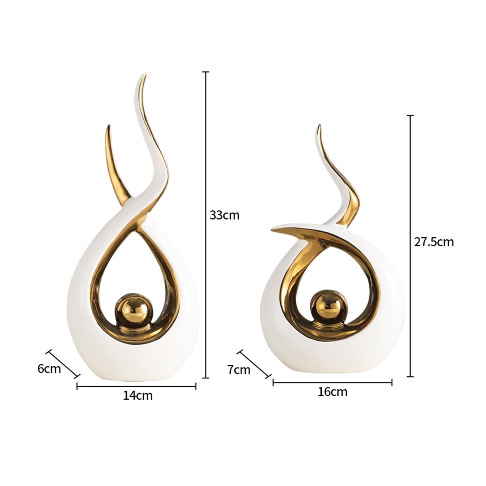 Regalos para Mujeres Escultura Decorativa Moderna de la Estatua Abstracta cerámica del Oro Blanco for el hogar Decoración para estanterías(Lucky B)