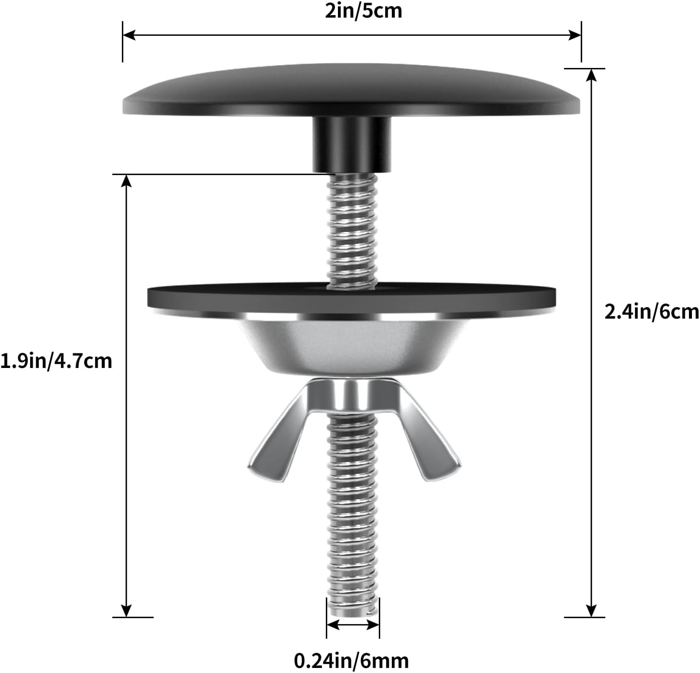 2" Kitchen Sink Hole Covers Pack of 3, Stainless Steel Sink Tap Hole Plug, Faucet Hole Cap Fits Kitchen, Bathroom Sink Hole in 0.4" to 1.8" Diameter (Matte Black)