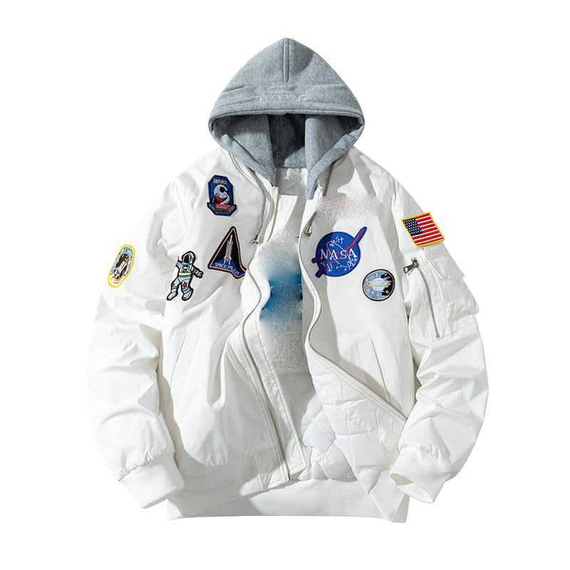 Blouson bomber de baseball pour homme en coton brodé coupe ample