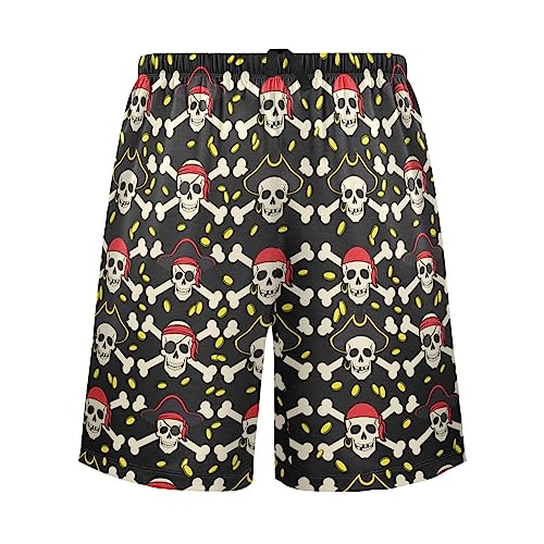 Mens Pajama Shorts Pirates Skull Black Men's Pajama Bottoms Men Lounge Sleep Pants with Drawstring Pockets L2