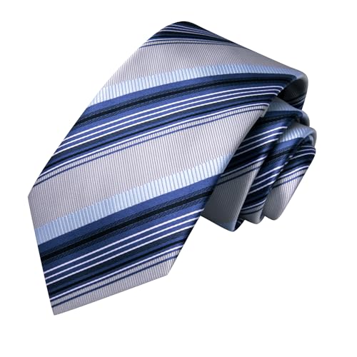 Image of Hi-Tie Mens Paisley Floral Striped Ties Set Silk Necktie and Lapel Pin for Men Pocket Square Cufflinks Set Business Wedding