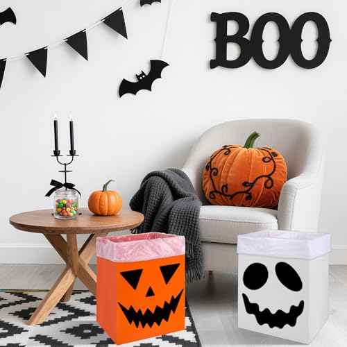 6 Canecas de Basura Desechables Halloween Naranja y Blanco miniatura 4