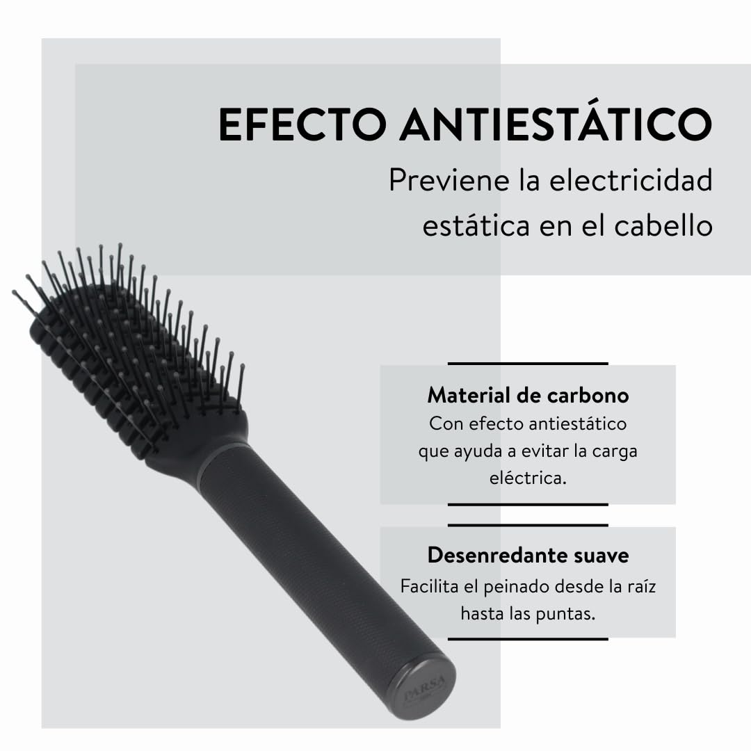 PARSA Men Cepillo Secador para Estilizado Máximo con Pins Antiestáticos, Ideal para Todos los Tipos de Cabello y Longitudes, Cepillo para Hombre