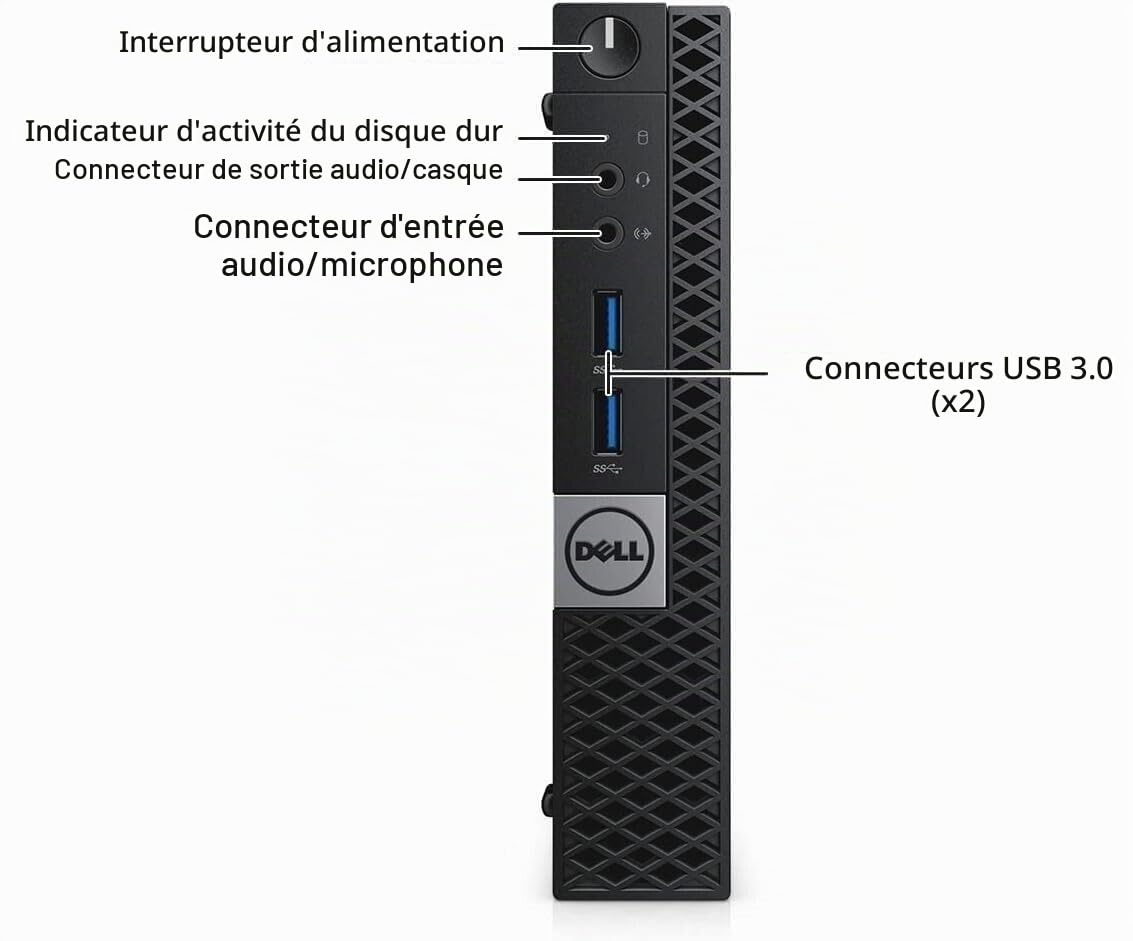 Dell Optiplex 3040 Mini Ordinateur de Bureau avec écran 24 ", Intel Core i5-6500, 8 Go de RAM, SSD 256 Go, WiFi, Bluetooth, Clavier QWERTY américain, Windows 11 Pro (reconditionné)