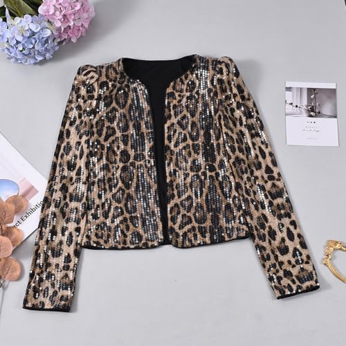 Women's Cheetah Print Blazer Leopard Jacket Long Sleeve Suit Work Jacket4