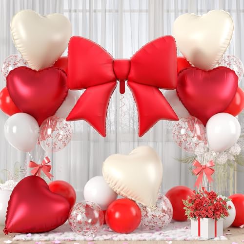 Ballons en aluminium rouge crème blanc pour décoration anniversaire femme