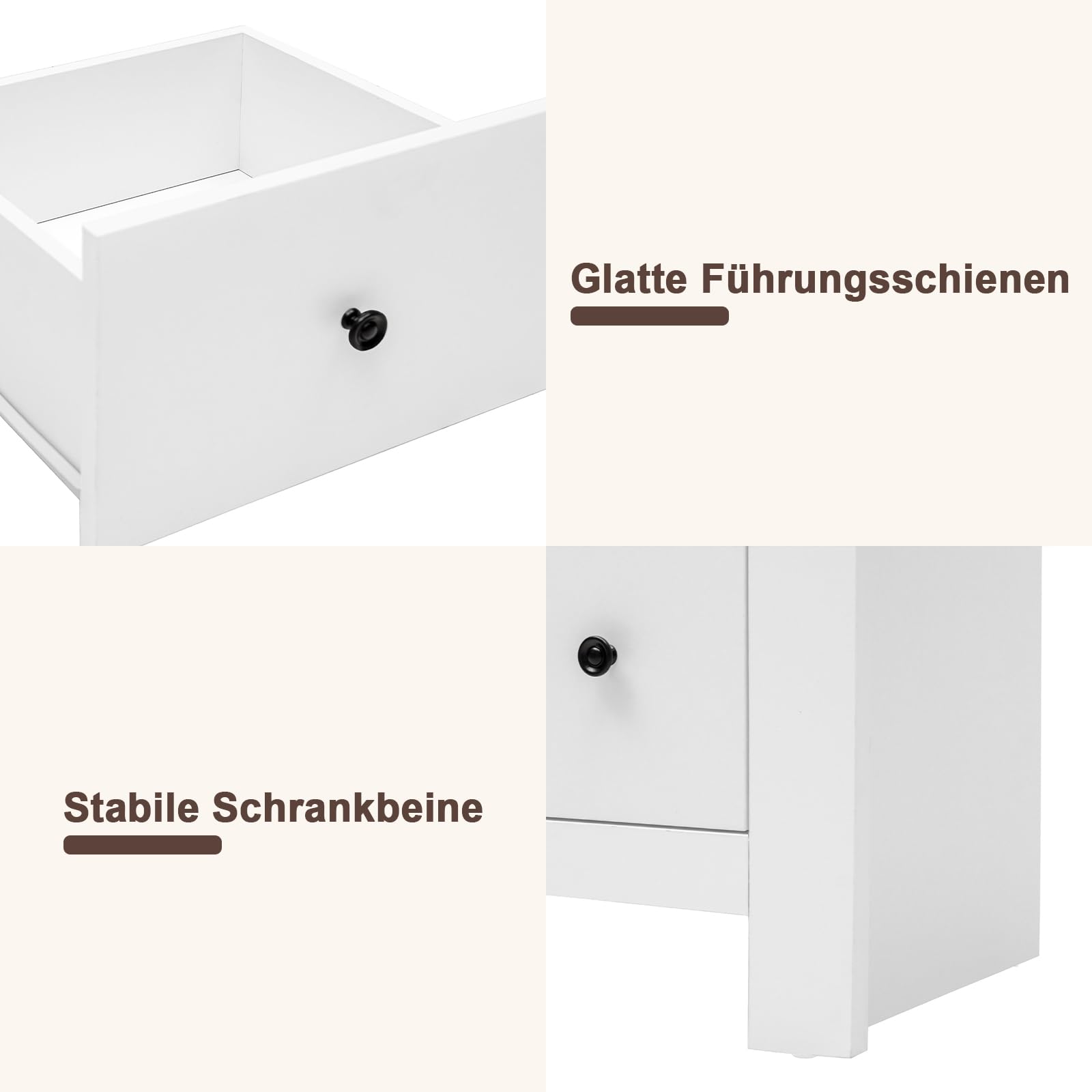 Comò bianco, 152x40x89 cm, credenza con 7 cassetti, armadio da cucina, credenza per buffet, armadio per la conservazione per soggiorno, camera da letto e ingresso (Bianco, A)