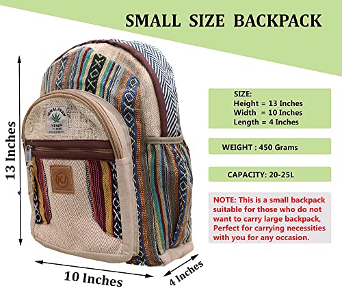 Kayjaystyles Handmade Natural Hemp Nepal Backpack Purse For Women & Girls Small Lightweight Daypack (Daypack3) #TOP3
