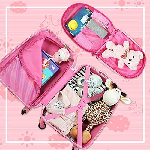 Girls' Sandinrayli 2-Piece Luggage Set: 12 Backpack & 16 Carry-On Spinner Suitcase