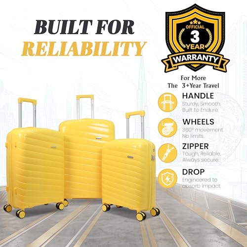 Image of Sarjah Polypropylene Suitcase Trolley Bag | Durable Hard Shell | TSA-Type Lock, 360 Dual Spinner Wheels, Aviation-Grade Telescopic Handle, Matte-Gloss Finish
