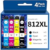 812XL Ink Cartridges Combo Pack Remanufactured for Epson 812XL 812 T812 XL Ink Cartridges for Epson Workforce Pro WF-7840 WF-7820 WF-7310 EC-C7000 Printer (812XL 4 Pack High Capacity)