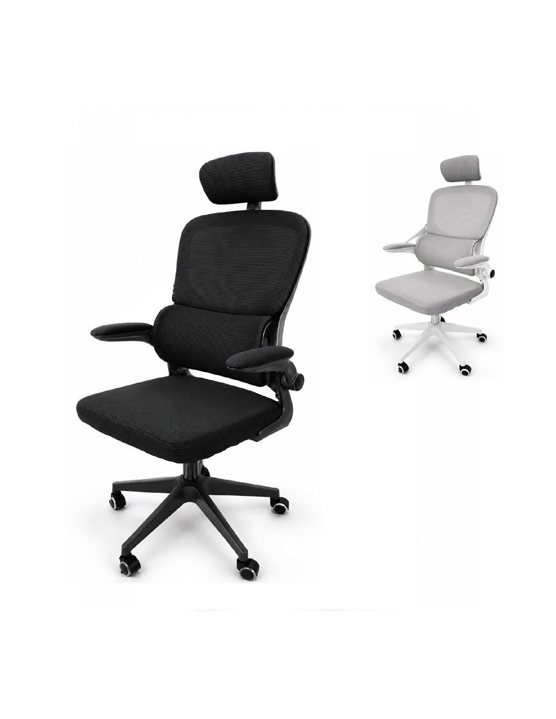 Jardin202 - Silla ErgoPro Oficina, Estudio, Ergonómica con Ruedas, Reclinable, Reposacabezas y Reposabrazos Ajustables, Soporte Lumbar | (Negra)