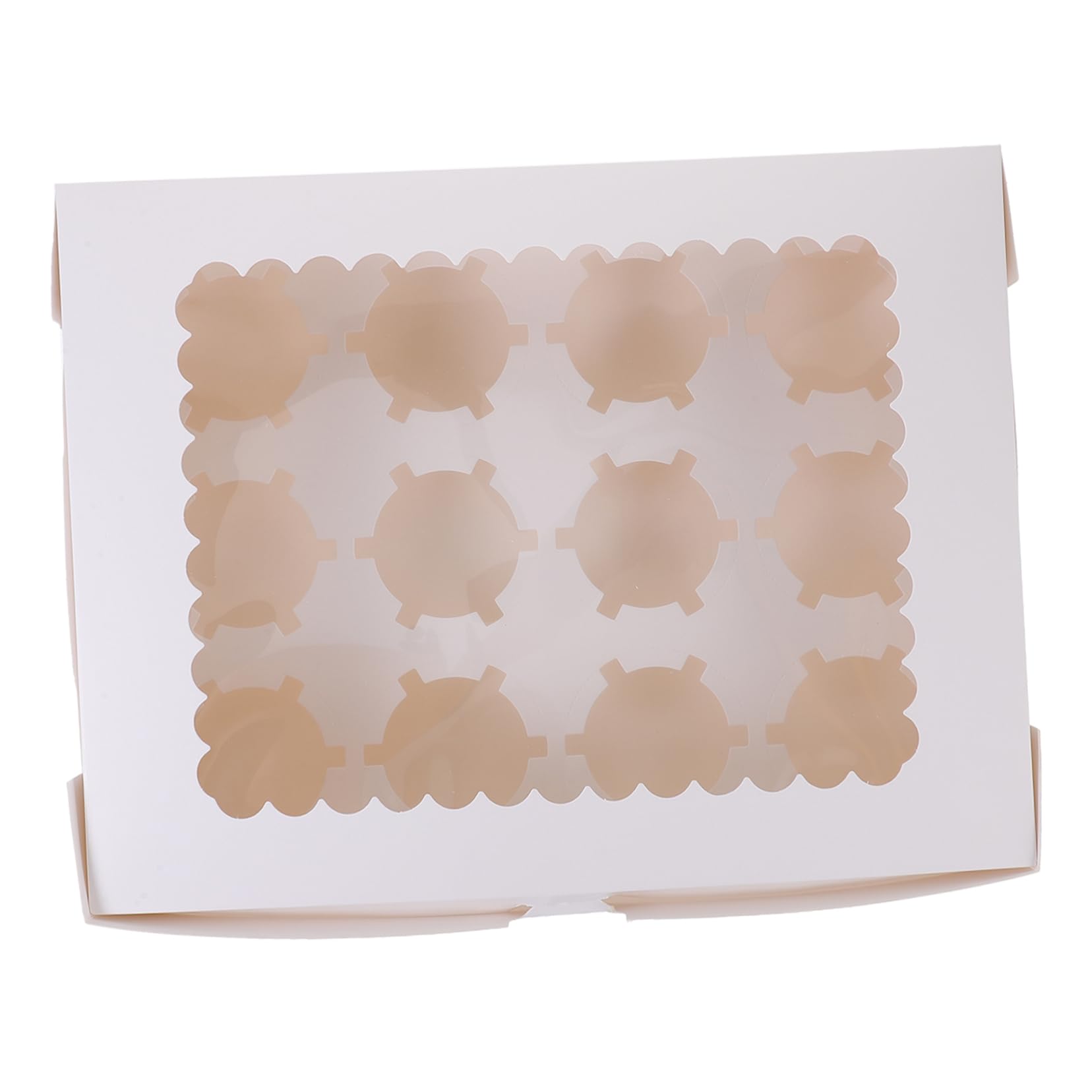 OKUMEYR 12 Hole Cup Cake Boxes Versatile Cake Packaging Boxes Ideal for Parties Window View