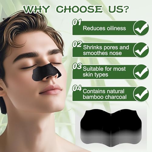Blackhead Remover Strips,80 Pcs Charcoa Pore Strips Deep Cleansing Nose Strip Blackhead Face Blackhead Remover Suitable For All Skin Types Effective For Men And Women(Black) - 6