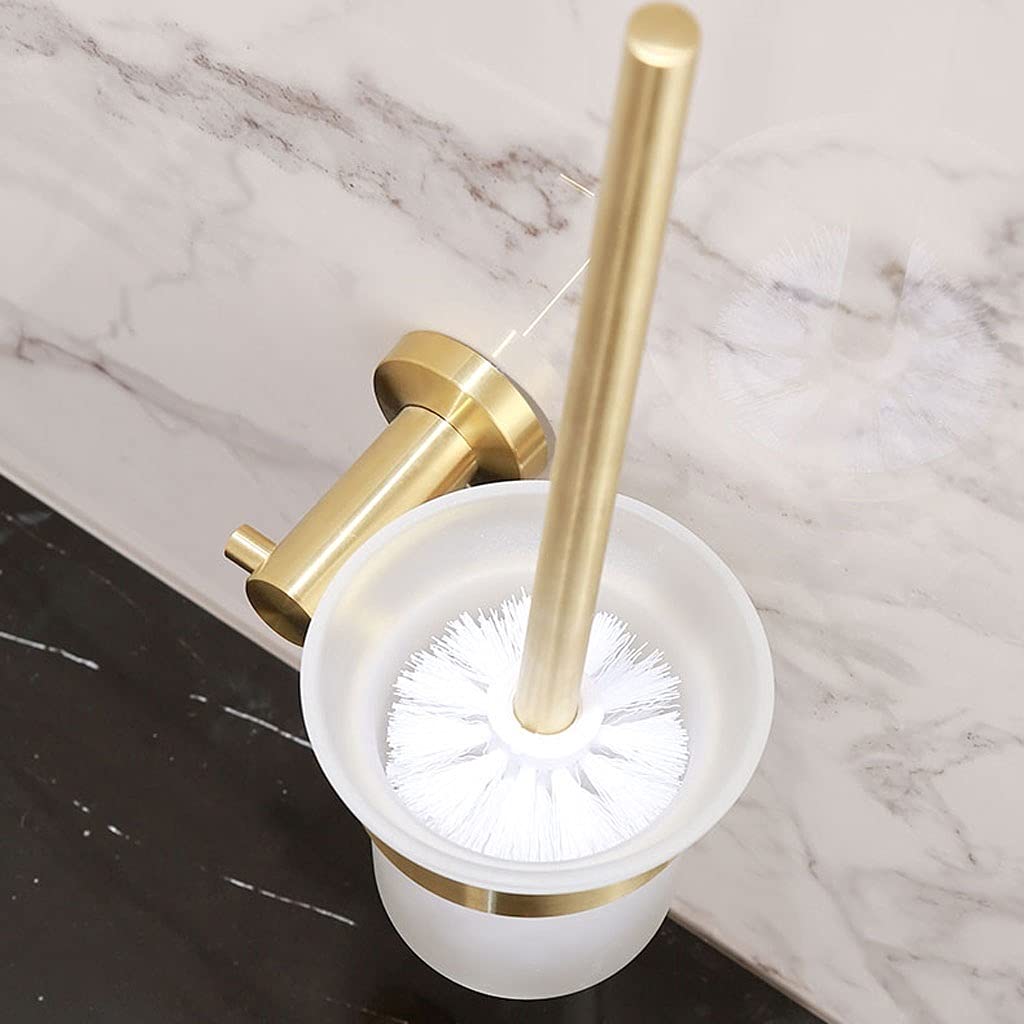 Uchwyt na szczotkę toaletową Szczotka do WC naścienna Szklany korpus Szczotka do WC Nowoczesny Design Szczotka do WC Domowe Czyszczenie Łazienki Złoty Zestaw Szczotek Wc Uchwyty na szczoteczki toaleto