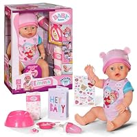Baby Born Emma, ​​Baby Doll with 10 Functions and Accessories, for Children Aged 3 and Over, Works Without Batteries, 43cm Tall Doll, 834800 Zapf Creation
