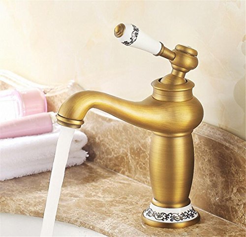 Robinet mitigeur de lavabo en cuivre brossé et laiton antique rétro - 5