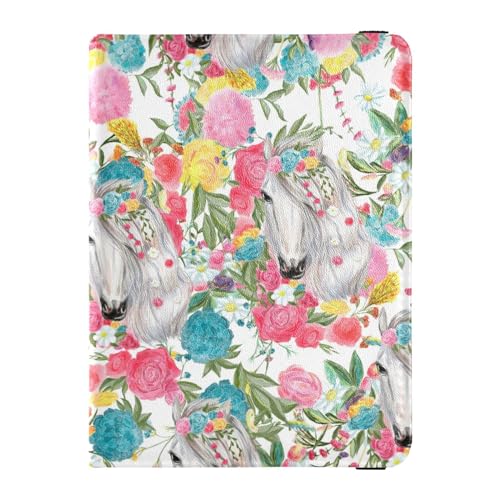 Custodia per passaporto per donne e uomini per da viaggio con blocco RFID motivo: cavallo e fiori Acquerello Cavallo E Fiori Taglia unica Casual