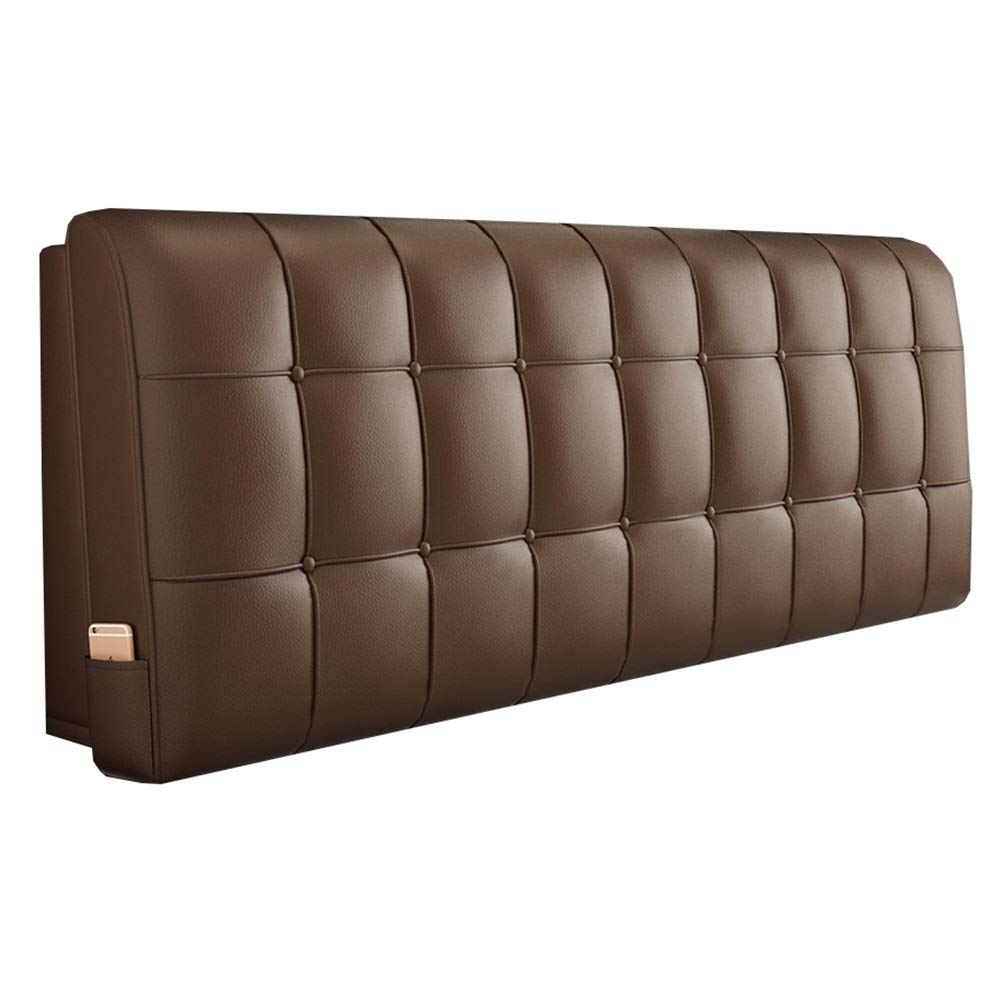 LXLIGHTS Back Wedge Headboard Bedside Cushions Big Backrest, Antifouling Wear-Resistant Lumbar Support Pad Reading Pillow (Color : Brown, Size : with headboard-200cm)