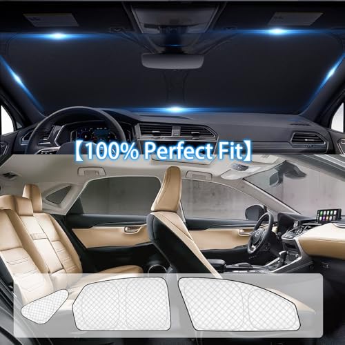 Image of KMF 8pcs Thicken Sun Shades for Lexus NX 2015-2021 Accessories, Custom Fit Windshield Sunshade Full Car Window Covers for Side Rear, UV Block and Privacy Blackout for Camping