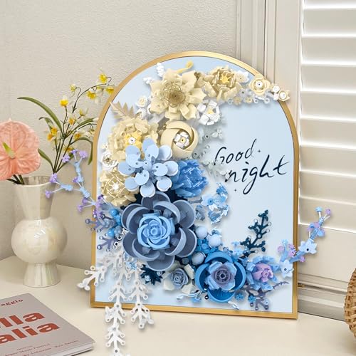 Image of Flower Building Set for Adults, Crescent Moon Floral Building Kit, Botanical Collection Home Decor, Moon Flower Display for Table or Wall, Creative Building Toy Gift for Women and Flower Lovers
